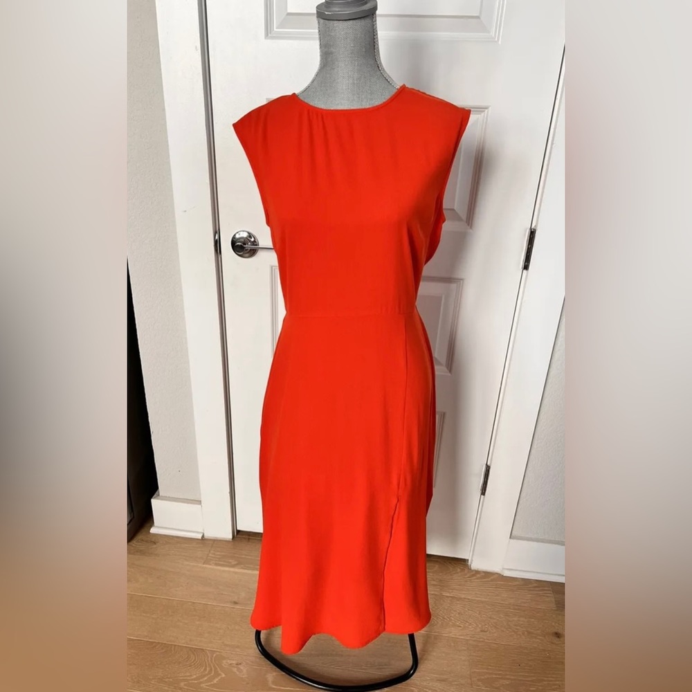 Dressy, light weight, vibrant orange Leith dress